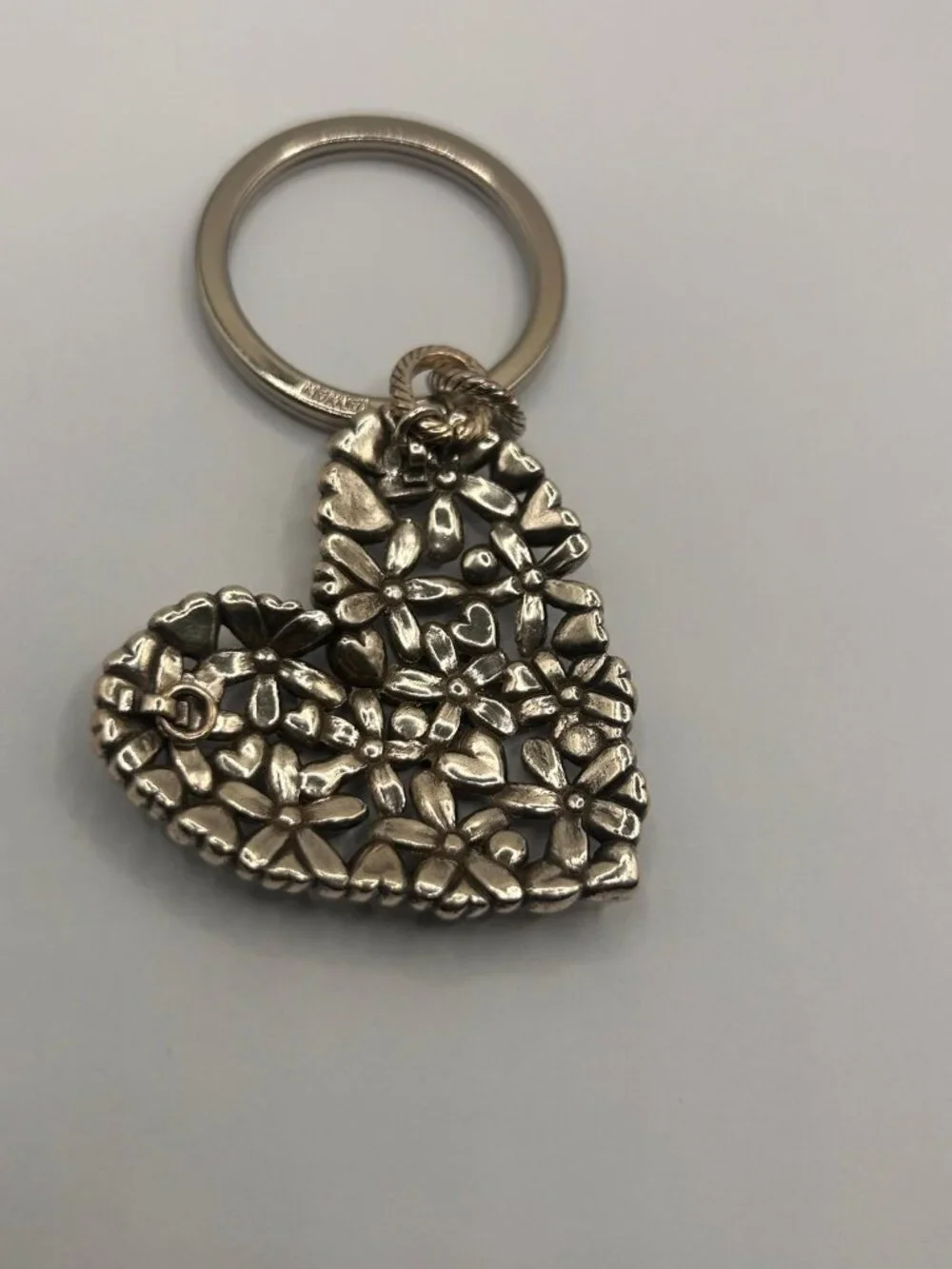 Brighton Wild Flowers Heart Custom key fob ring chain NWOT